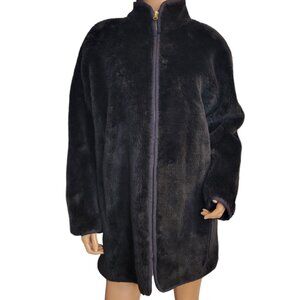 J Crew Womens Zip Up Plush Fleece Jacket Size Small Black J9064 Teddy